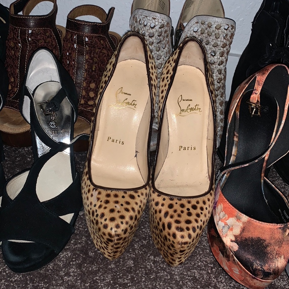 Genuine Christian Louboutin calf-hair cheetah print pumps